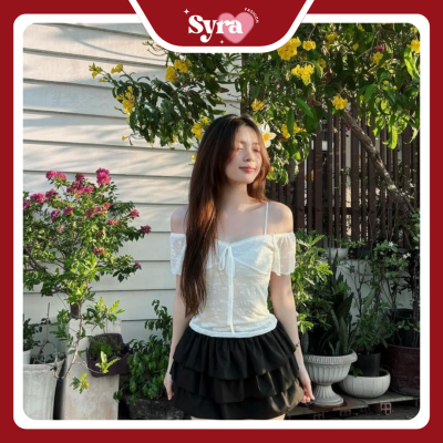 chân váy hoa phối với áo gì