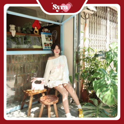 chân váy midi phối với áo lệch vai